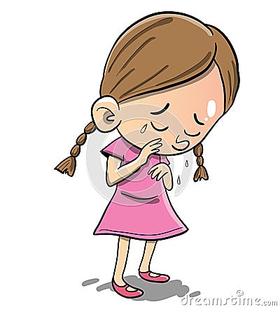 Little girl crying and being sad Stock Photo