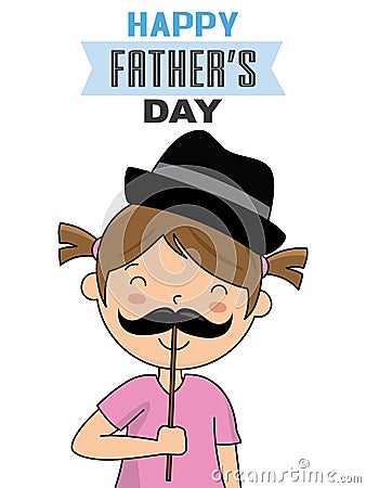 Little girl disguised as dad Vector Illustration