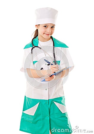 Little girl in a doctor costume Stock Photo