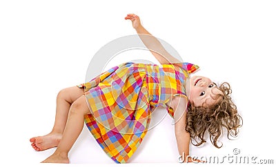 Little girl does gymnastics Stock Photo