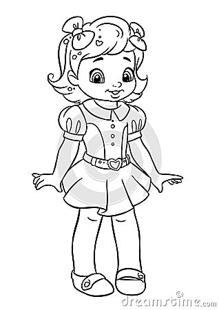 Little girl doll dress illustration coloring Cartoon Illustration