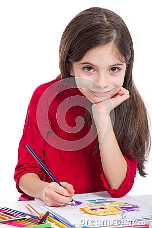 Little girl drawing Stock Photo