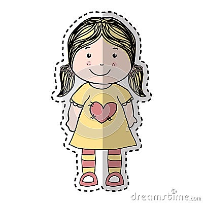 Little girl drawing isolated icon Vector Illustration