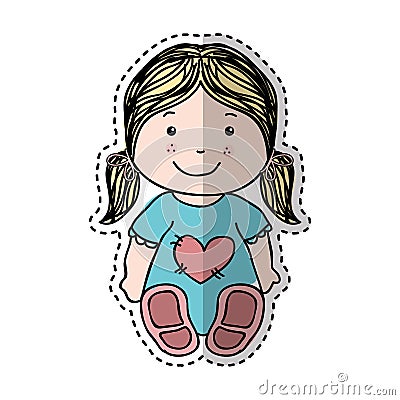 Little girl drawing isolated icon Vector Illustration