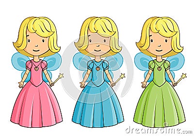 Little girl dressed as fairy Vector Illustration