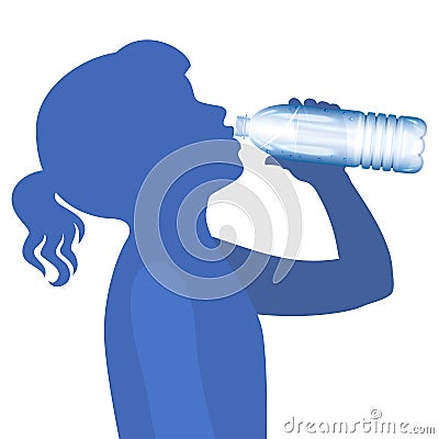 Little girl drink water. Concept of healthy lifestyle. Vector Vector Illustration