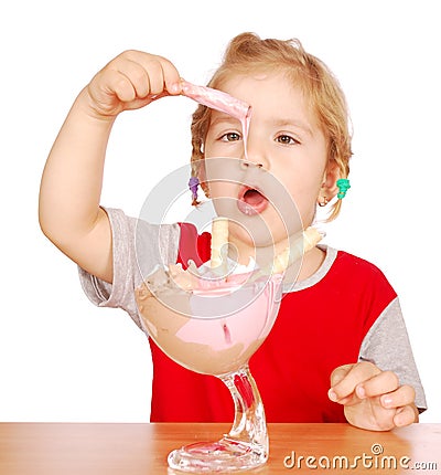 Little girl enjoy in ice cream Stock Photo