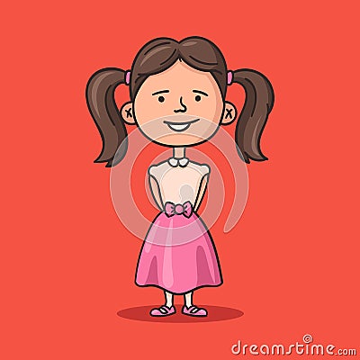 Little girl in fancy dress Vector Illustration