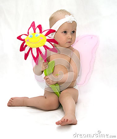 The little girl with a flower Stock Photo