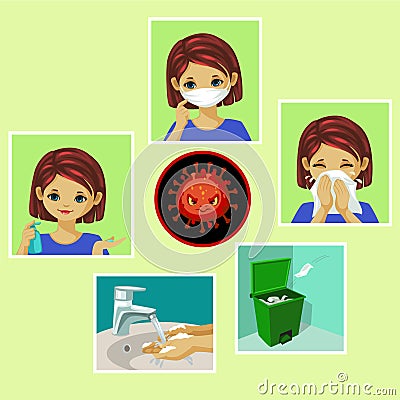 Safety precautions to fight with virus Vector Illustration