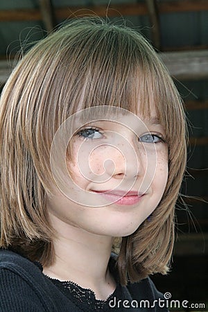 Little Girl with Freckles Stock Photo