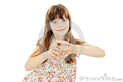 Little girl with glass of water Stock Photo