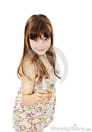 Little girl with glass of water Stock Photo