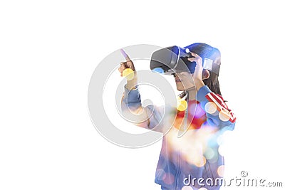 Little girl with glasses of virtual reality Stock Photo