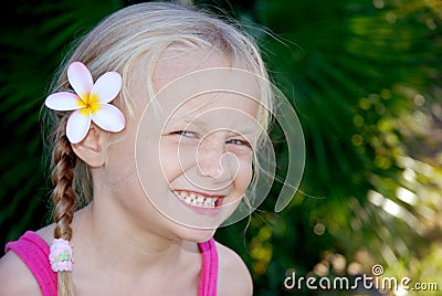 Little girl grinning Stock Photo