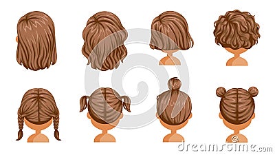 Little girl hair rear view Vector Illustration