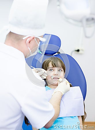 Little girl during inspection of oral cavity Stock Photo