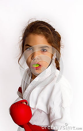 Mouth guard karate Stock Photo