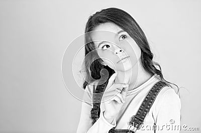 Little girl look up, dream eyes face Stock Photo