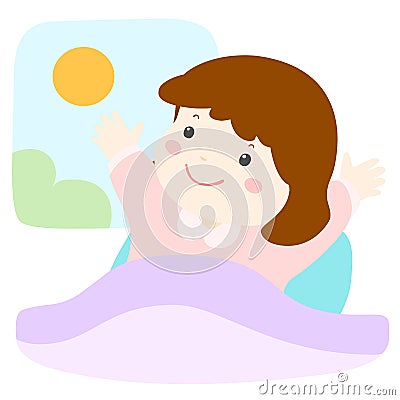 Little girl love waking up early illustration Vector Illustration