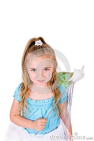 Little Girl with Magic Wand Stock Photo