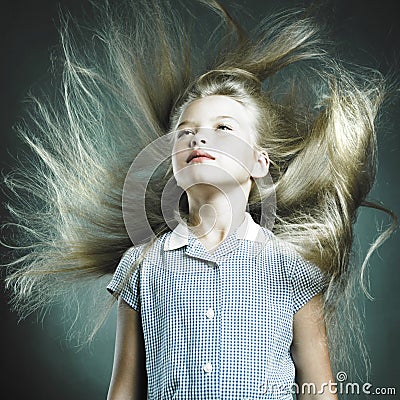 Little girl with magnificent hair Stock Photo