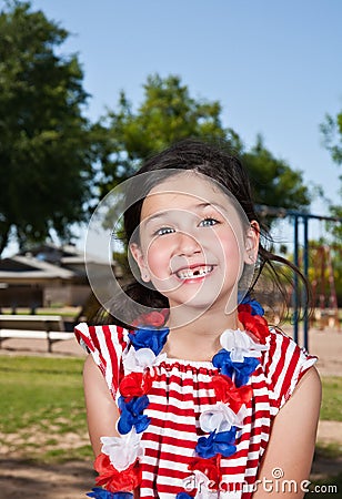 Little girl with missing tooth Stock Photo