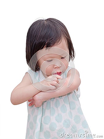 Little girl with mosquitoe bite sore Stock Photo