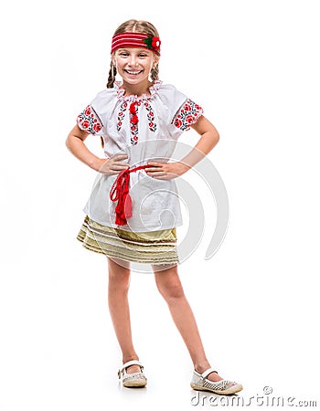 Little girl in the national Ukrainian costume Stock Photo
