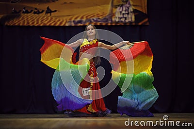 Little girl in native dress dancing gypsy dance Editorial Stock Photo