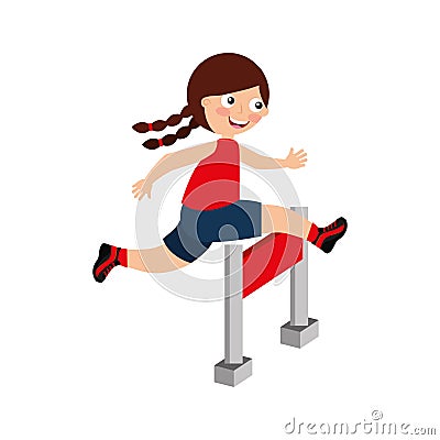 Little girl in obstacle race Vector Illustration