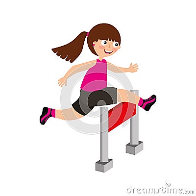 Little girl in obstacle race Vector Illustration