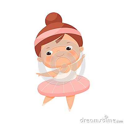 Little Girl with Overweight and Body Fat Dancing Ballet Vector Illustration Vector Illustration