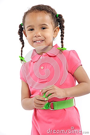 Little Girl with Pigtails Stock Photo