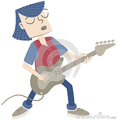 Little girl playing electric guitar Vector Illustration