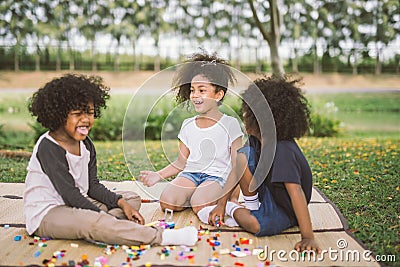 Kids and friend happy. Stock Photo