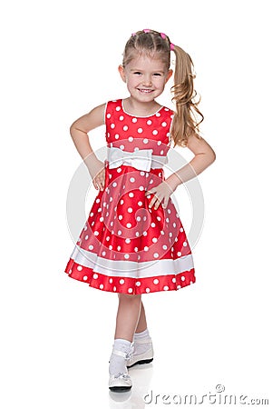 Little girl in the polka dot dress Stock Photo