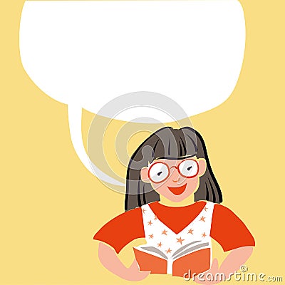 Little girl reads a book Stock Photo