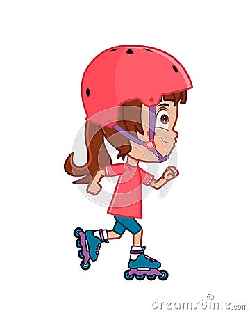 Little girl roller skating Stock Photo