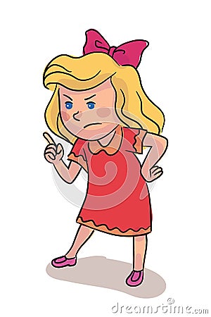 Little girl scolding with forefinger on white Vector Illustration