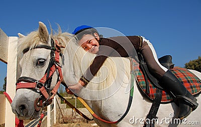 Little girl and shetland pony Stock Photo