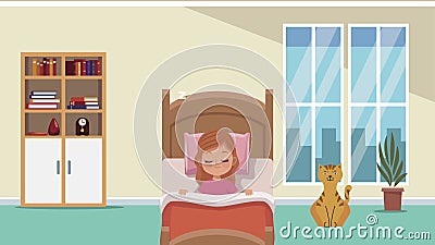 Little Girl Sleeping in Bed with Cat Animation Stock Video - Video of funny, girl: 227206657 Little Girl Sleeping in Bed with Cat Animation Stock Video - Video of funny, girl: 227206657