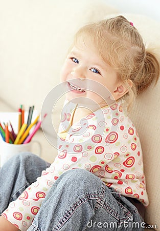 Little girl smiling Stock Photo