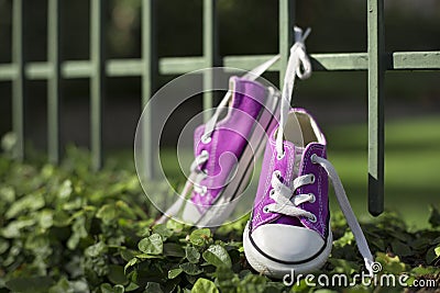 Little girl sneakers shoes Stock Photo