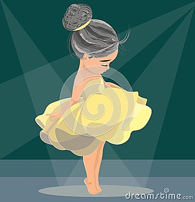 little girl on stage, future actress Vector Illustration