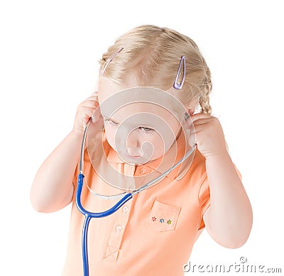 Little girl with sthetoscope Stock Photo