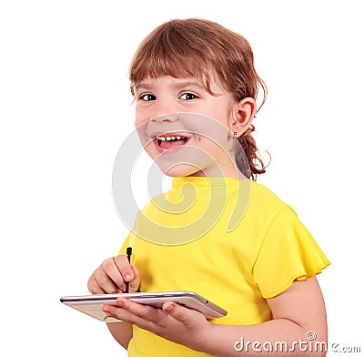 Little girl with tablet pc Stock Photo