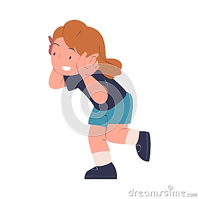 Little Girl Teasing and Smiling Being at Kindergarden Vector Illustration Vector Illustration