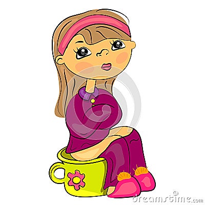 Girl Potty Cartoon cartoon girl sitting on the potty stock vector 