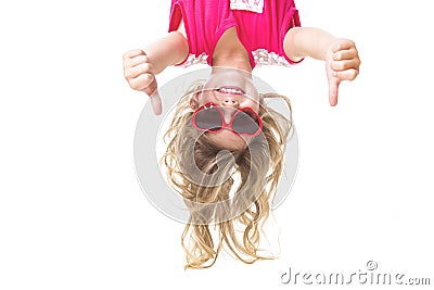 Little girl upside down Stock Photo